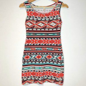 Women's Geometric Print Bodycon Dress - Size Small